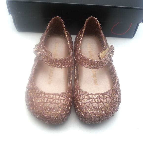 NEW Mini Melissa Rose Glitter Campana Mary Jane Shoes Sandals Toddler Girls 7 - Picture 8 of 13